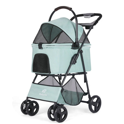 3-in-1 Pet Stroller - Removable Carrier Folding Travel Cart for Small & Medium Dogs and Cats