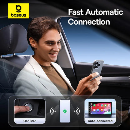 Baseus Wireless CarPlay Adapter - Wired to Wireless Auto Connect, Plug & Play Bluetooth Smart Car System