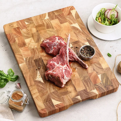 HEZHEN Premium Acacia Wood Double-Sided Cutting Board - Drain Water and Damp-Proof Kitchen Chopping Board