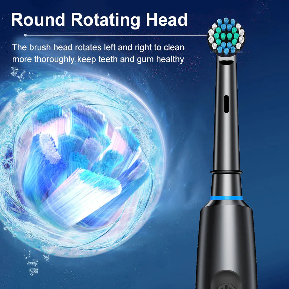 Rechargeable Rotary Electric Toothbrush for Adults – Powerful Rotating Toothbrush with 8 Soft Brush Heads