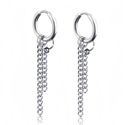 Long Hanging Cross & Leaf Hoop Earrings – Vintage Stainless Steel Hip Hop Unisex Jewelry Accessories