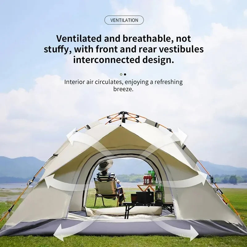 Outdoor Folding Tent – Fully Automatic Quick-Open 3-4 Person Camping Tent, Rain & Sun Proof, Portable for Self-Driving Trips