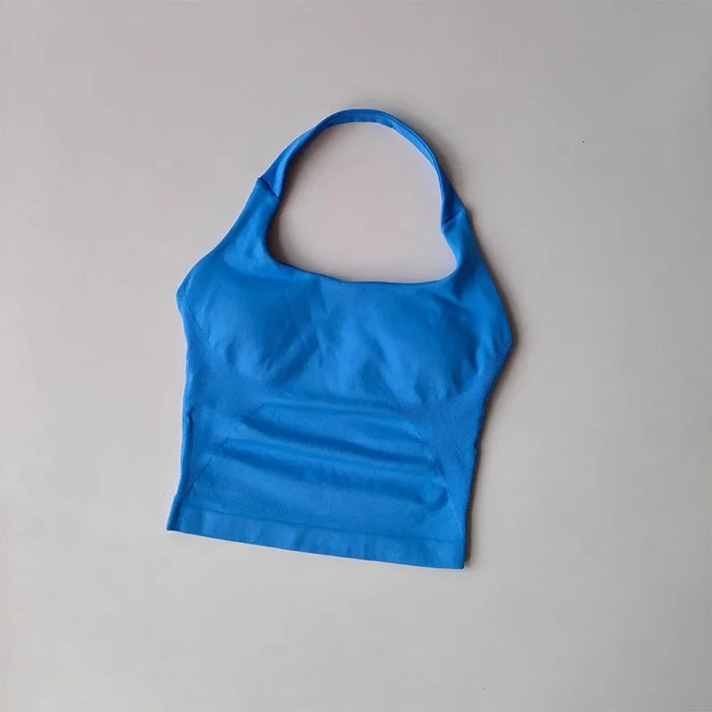 Women’s Halter Yoga Sports Vest – Shockproof High Support Fitness Bra for Running, Pilates & Workout, Beautiful Back Activewear Top
