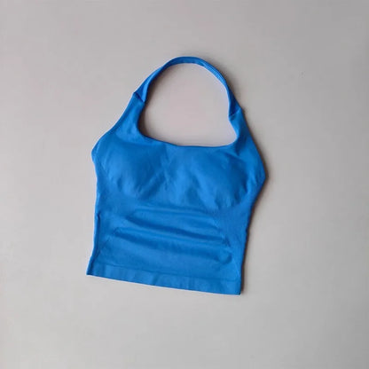 Women’s Halter Yoga Sports Vest – Shockproof High Support Fitness Bra for Running, Pilates & Workout, Beautiful Back Activewear Top