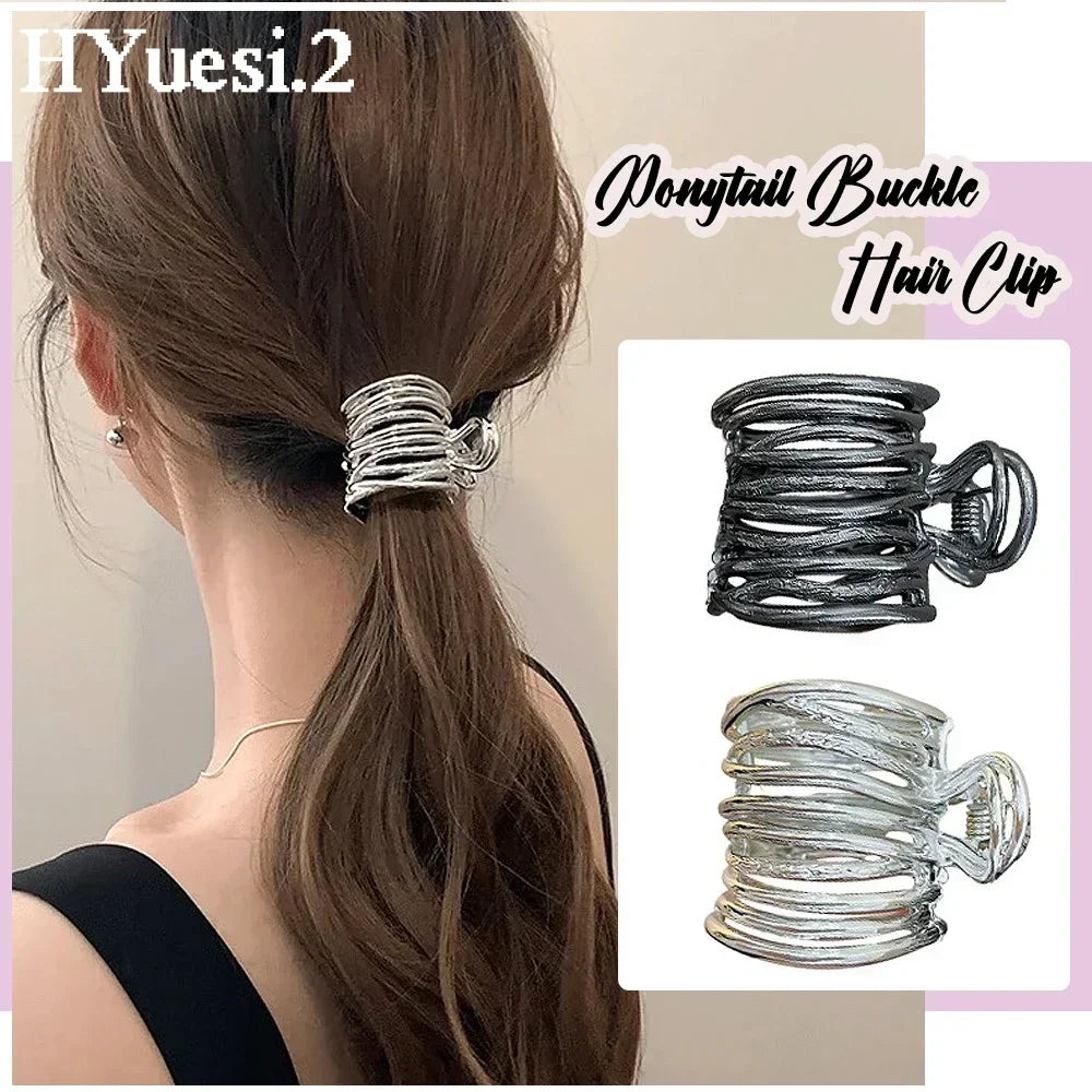 Fashion Irregular Metal Hair Claws - Nonslip Strong Holder for Women Girls' High Ponytail, Shark Buckle Hair Clip for Thick Long Hair