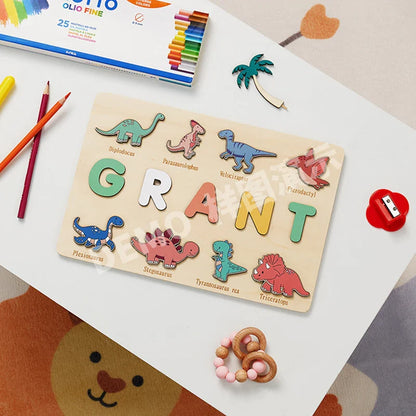 Montessori Personalized Wooden Name Puzzle — Custom Letter Board Educational Toy for Babies