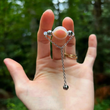 Adjustable Fake Nipple Rings - No-Pierce Acrylic Body Jewelry with Sparkling Accents for Parties & Events
