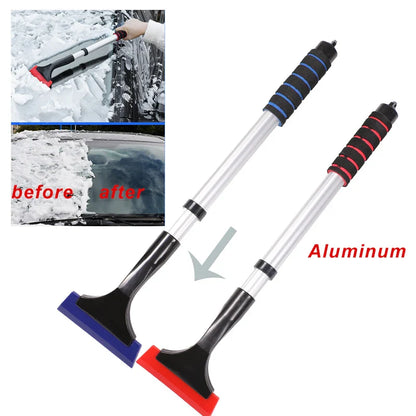 Extendable Aluminum Ice Scraper & Snow Brush – Telescopic Extra-Long Car Windshield Shovel