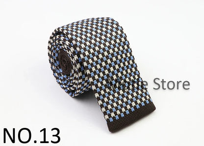 Classic Knit Neck Tie for Men — 6cm Plaid & Dots Casual Business Wedding Tie