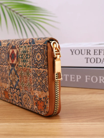 Advanced Multifunctional Wallet with Wood Grain - Portable Geometric Design, Multiple Card Slots, Artistic Retro Style