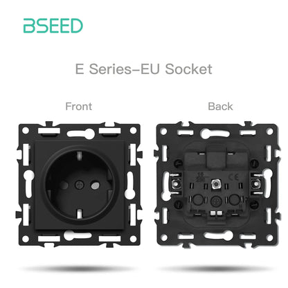 BSEED Zigbee Smart Wall Switch Parts – EU Power Outlet & Glass Frame DIY Combo