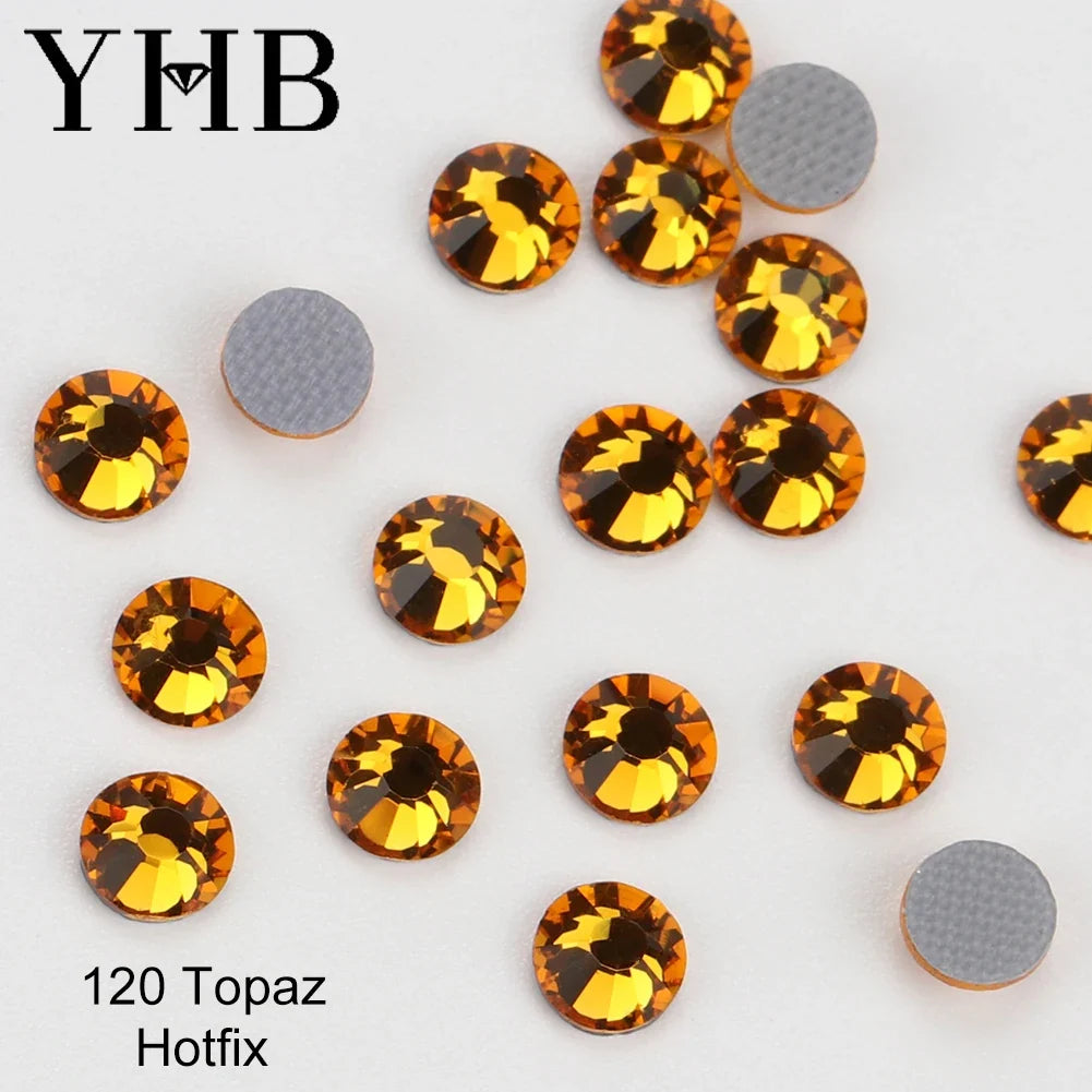 YHB 101-127 Hotfix Crystal Rhinestones - Glitter Glass Flatback Gems for Bags, Shoes, Garments, Phone & Nail Art DIY