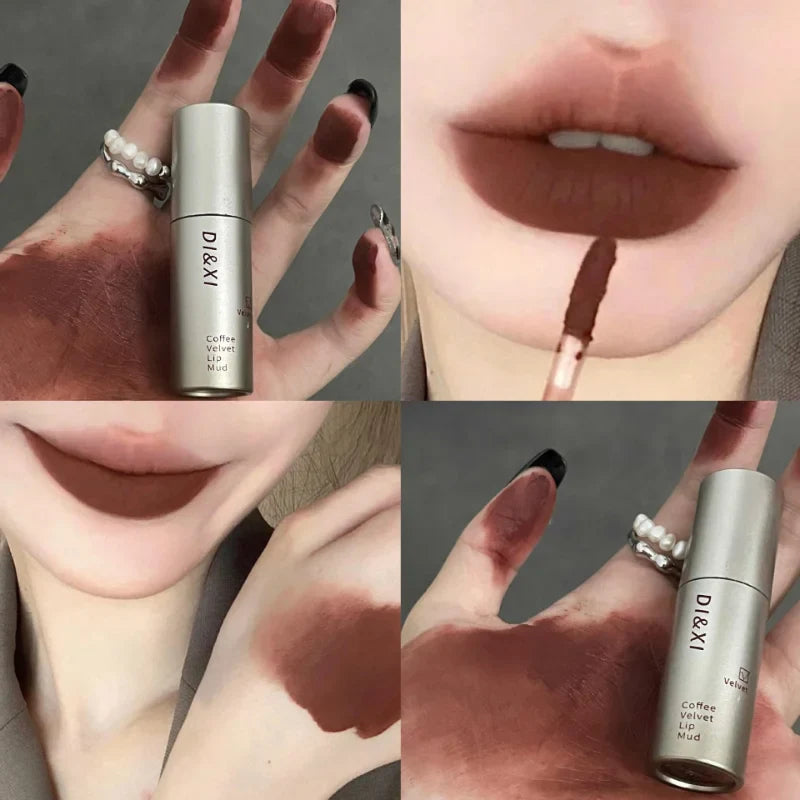Long-Lasting Waterproof Matte Velvet Lip Gloss – Smooth Nude Brown Lip Tint for Festival Gifts