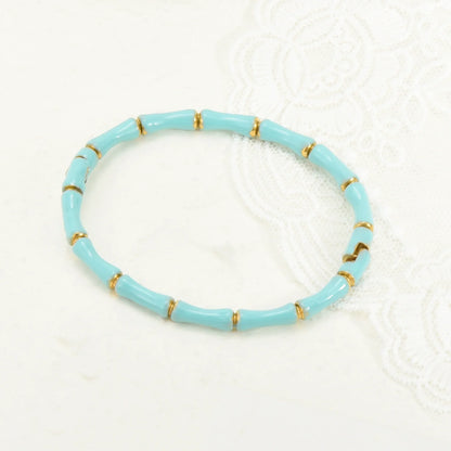 Women’s Fashion 18K Gold Plated Stainless Steel Bamboo Node Oil Drop Bracelet – Non-Fading Electroplated Jewelry Accessory