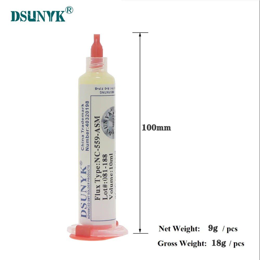 Original Amtech NC 559 Flux – 10ml Syringe for Soldering, BGA & SMD PCB Repair, Electronics Tools
