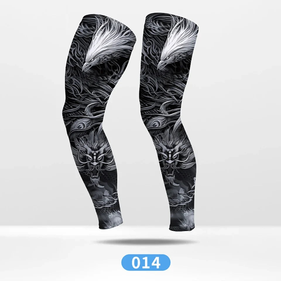 KoKossi Tattoo Print Leg Sleeves - Ice Silk Breathable Non-Slip Compression Sleeves
