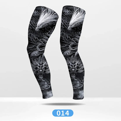 KoKossi Tattoo Print Leg Sleeves - Ice Silk Breathable Non-Slip Compression Sleeves