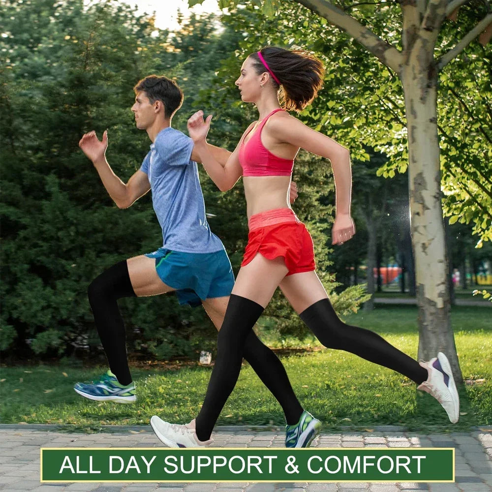 Thigh High 20-32 mmHg Toeless Compression Socks – Circulation Support for Men & Women with Silicone Dot Band