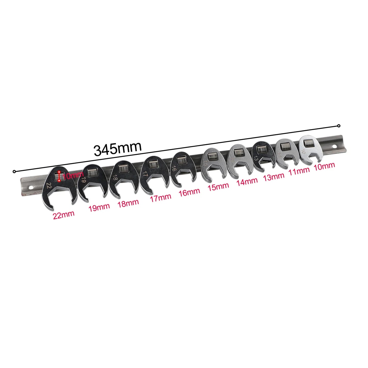 10pcs 3/8" Drive Crowfoot Wrench Set — 10-22mm Metric Open-End Spanners for Torque Wrenches