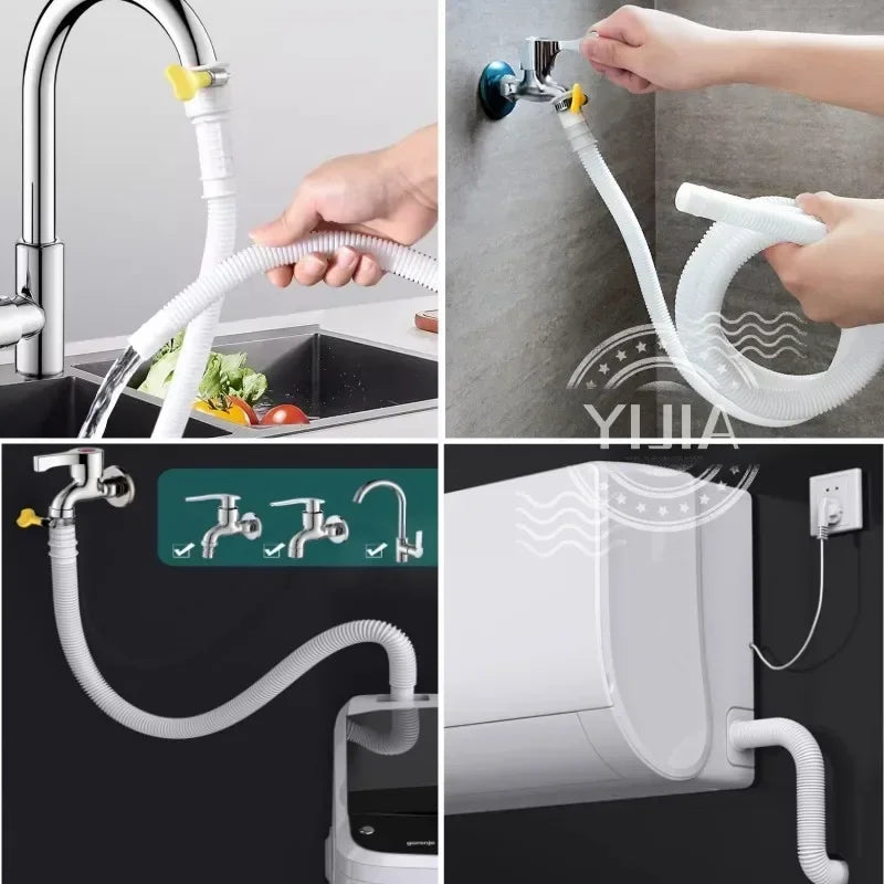 1–4M White Drain Hose Pipe — Extension Tube for Air Conditioner, Washing Machine & Kitchen Faucet