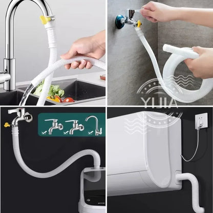 1–4M White Drain Hose Pipe — Extension Tube for Air Conditioner, Washing Machine & Kitchen Faucet