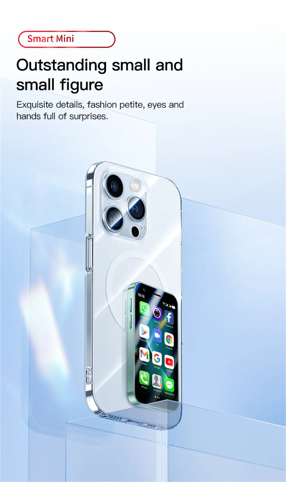 SOYES F8 Pro Max Mini Android Phone — 3.0" Display, 1GB RAM, 16GB ROM, Dual SIM, 3G, Play Store Compatible Small Smartphone