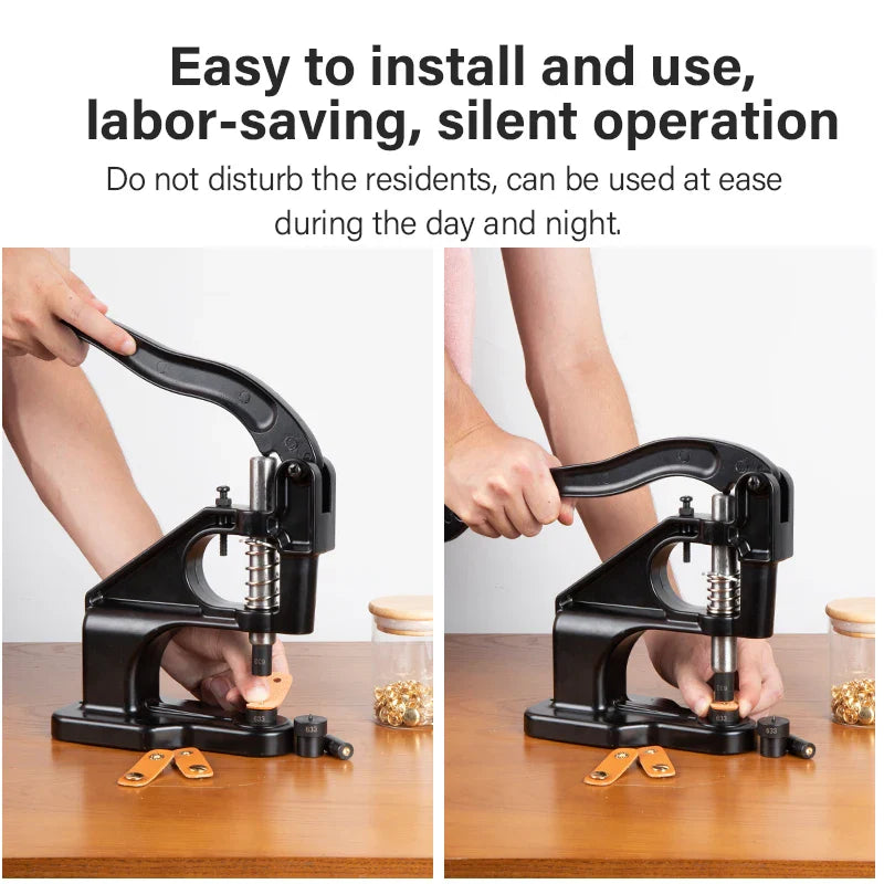 WUTA Manual Button Installation Tool – Mute Punching for Mushroom Rivets & Eyelets, DIY Hand Pressing Tool (With/Without Machine)