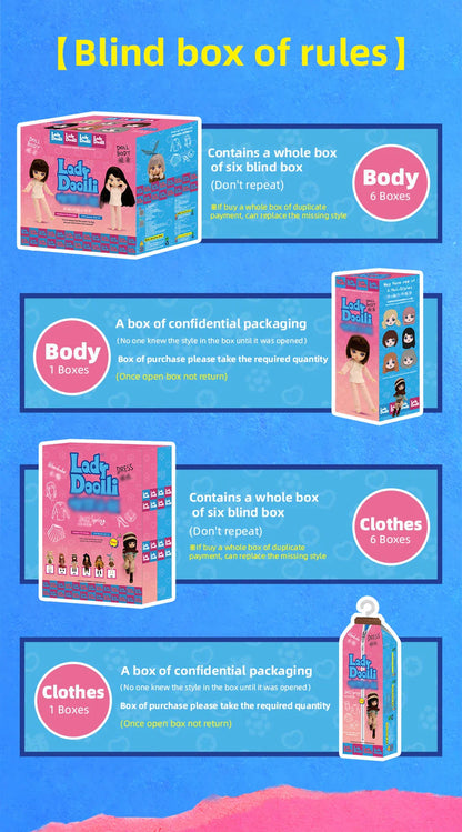 Lady Doolli 1/12 BJD Dolls Blind Box – 15cm Ob11 Mystery Anime Figure Toy, Kawaii Designer Gift