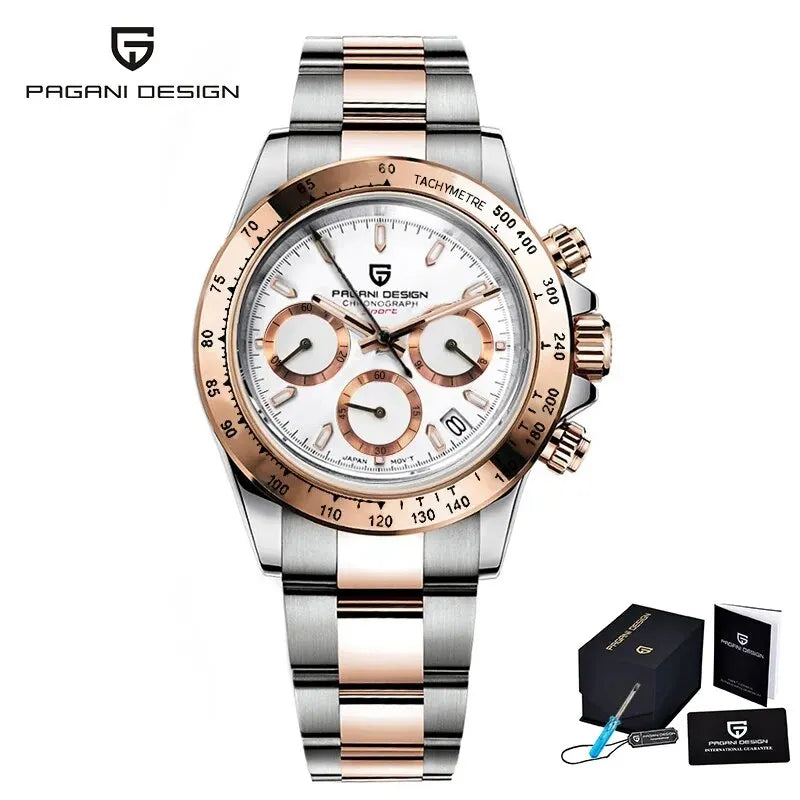 PAGANI DESIGN 2024 Quartz Men's Luxury Business Watch – Chronograph VK63 Waterproof