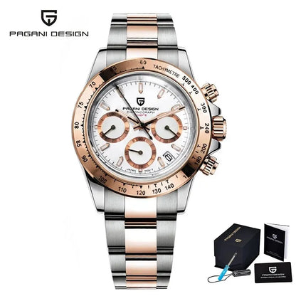 PAGANI DESIGN 2024 Quartz Men's Luxury Business Watch – Chronograph VK63 Waterproof