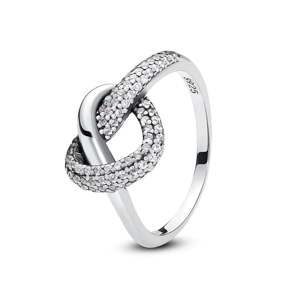 925 Sterling Silver Women’s Ring – Crown, Heart & Wishbone Design with Crystal, Rose Gold Engagement & Wedding Jewelry