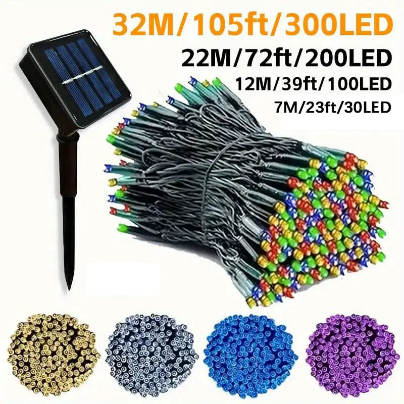 Solar LED String Lights - 8-Mode Waterproof Fairy Lights for Gardens, Weddings, Parties & Outdoor Decor
