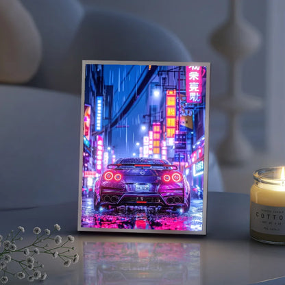 GTR Anime Racing LED Night Light – Car-Themed Bedroom Decor Lamp for Anime Fans, Ambient LED Lampara de Noche & Gift Light