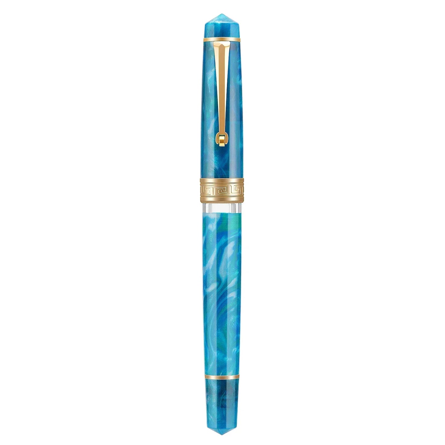 Asvine P20 Piston Filling Fountain Pen – Acrylic with Beautiful Patterns, EF/F/M Nib, Golden Clip, Smooth Writing Office Gift Pen