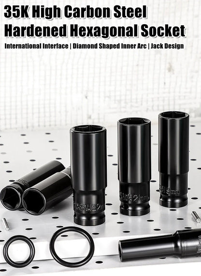 1/2" Drive Deep Impact Socket – Metric Wrench Socket for Pneumatic Tools, Tire Removal & Heavy-Duty Automotive Use