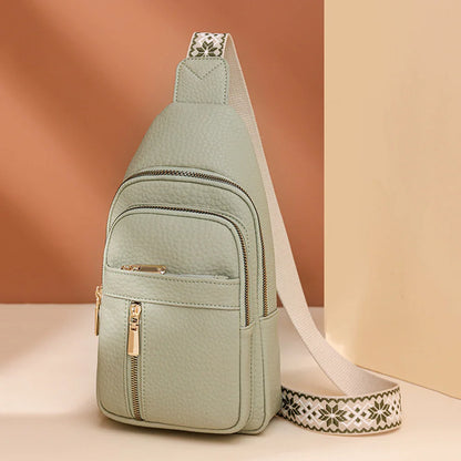 Fashionable Women’s Chest Bag – High-Quality PU Leather Waterproof Crossbody Messenger Bag for Travel & Cycling
