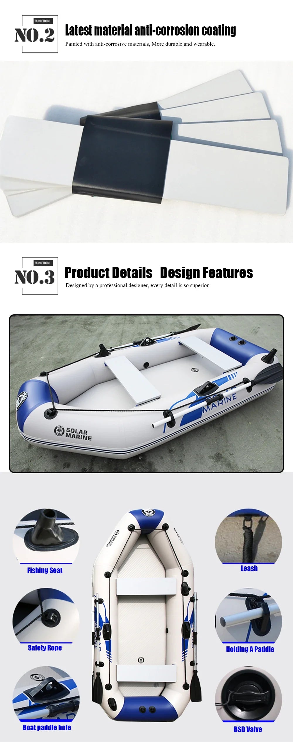 1.75~3.3m Inflatable Boat with Electric Motor – Fishing, Drift Canoeing & River Water Sports for 1-5 Persons