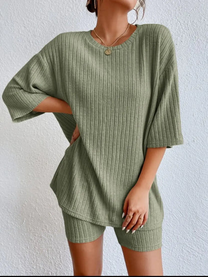 Women’s Summer Casual Short Pants Set – Solid Color Loose Two-Piece Outfit 2025