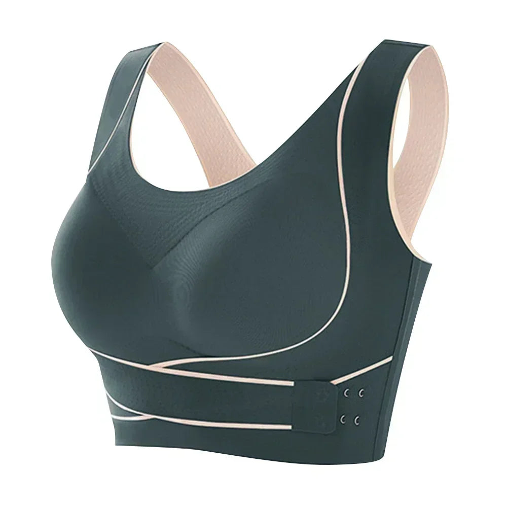 Front Adjustable Buckle Sports Bra: Wireless Padded Comfy Gym Yoga Underwear for Low Intensity Workout - Breathable Fitness Top for Women