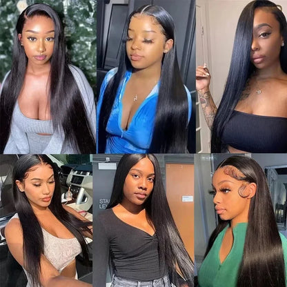 38 Inch 210% Density Bone Straight Lace Front Wig – HD Transparent 13x6 Brazilian Human Hair Wig for Women