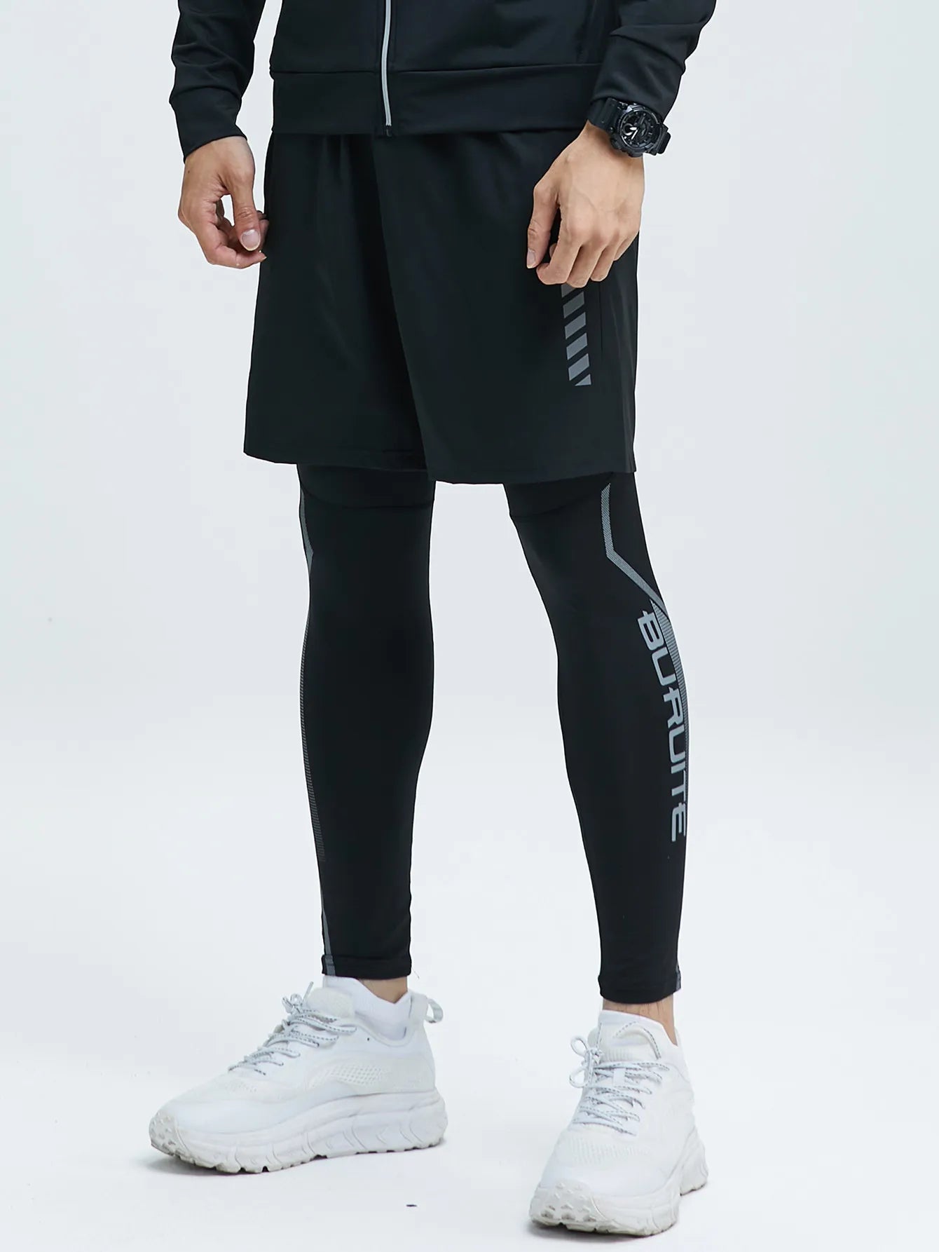 Men’s 2-Piece Sports Set — Tight Cycling & Fitness Shorts, Quick-Dry, High-Elasticity Running & Training Compression Pants