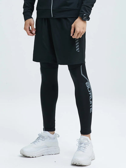 Men’s 2-Piece Sports Set — Tight Cycling & Fitness Shorts, Quick-Dry, High-Elasticity Running & Training Compression Pants
