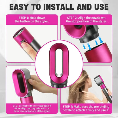 Hair Styler Nozzle for Dyson Airwrap HS01/HS05 & Sencicimen X9 – Multi Hair Curler & Smoothing Brush Attachment