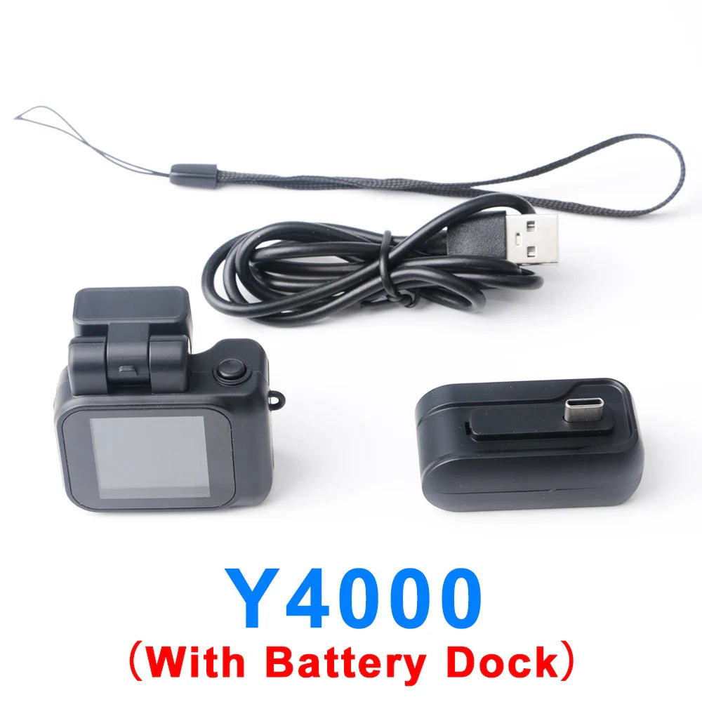 Y4000 Monoreflex Mini Camera 1080P Portable Video Recorder with Flash Lamp, Battery Dock & LCD Screen