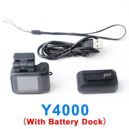 Y4000 Monoreflex Mini Camera 1080P Portable Video Recorder with Flash Lamp, Battery Dock & LCD Screen