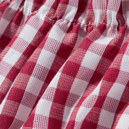 Sweeten Your Style: Xingqing Red and White Plaid Shorts - Y2K Women's Clothes with Elastic Waist, Ruffles, Cake Short Design, Perfect for Lolita Pettipants