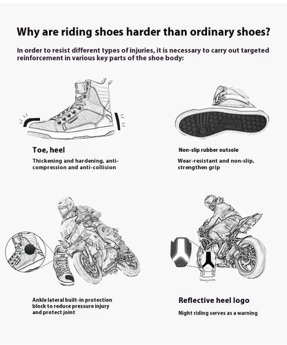 Motorcycle Riding Shoes - Breathable High-Cut, Anti-Fall, Anti-Slip Knight Boots, Parkour Shoes, All-Season Casual Motorcycle Boots