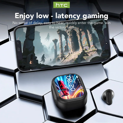 HTC NE20 Bluetooth 6.0 AI Translator Earbuds – Wireless Sport Headphones with LCD Touch & HD Stereo