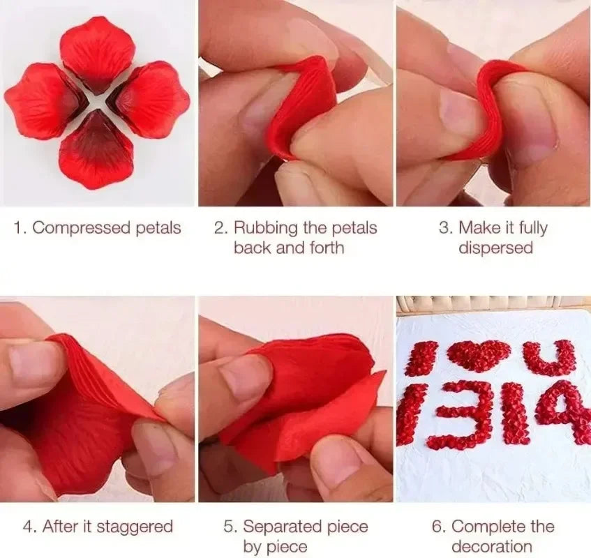 Red Artificial Rose Petals - Silk Flower Simulation for Valentine's Day, Wedding, & Christmas Decor
