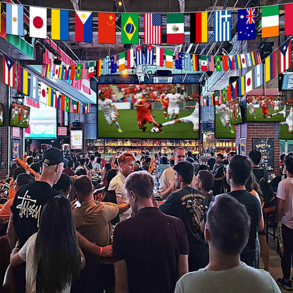 World Flags String Banner – 100 Countries International Hanging Pennant for Sports, School & Club Decoration